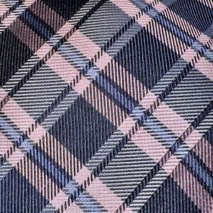 Dehavilland Beautiful Pink Blue‎ Tartan Plaid Preppy Woven Silk Tie